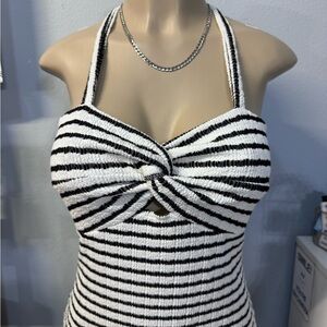 Black and White Striped Knit Dress